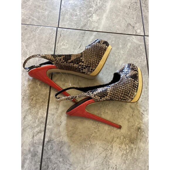 ALDO Shoes Womens Size EU 38 Snake Print Platform Slingback Peep Toe Stiletto - Picture 5 of 7